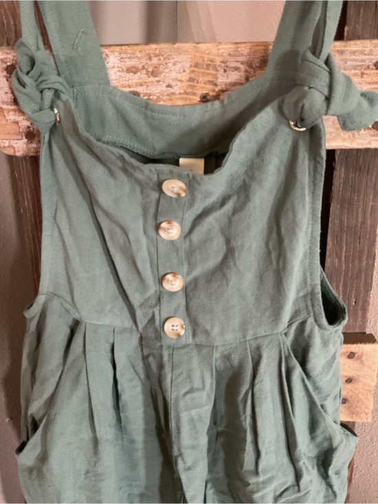 Blooming Jelly Pants - Green Button-Front Linen Blend Jumpsuit